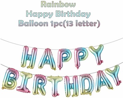 party assets Solid Rainbow Happy Birthday Balloons Foil Letter 16 Inch Letter Balloon(Multicolor, Pack of 13)