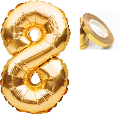Kapoor stores Solid Golden '8' number Numerical Foil Balloon(Set of 2)