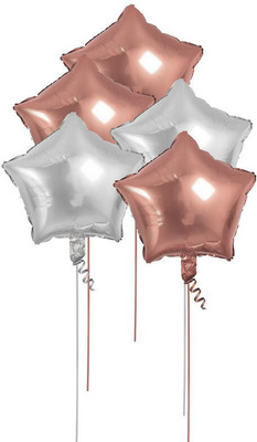 Tejal Trader Solid 5 pcs 18inches Star Rose Gold,Silver Balloons Balloon(Silver, Gold, Pack of 5)