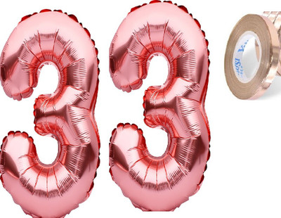 Tejal Trader Solid BalloonssRose Gold Number 33 Balloon(Gold, Pack of 1)