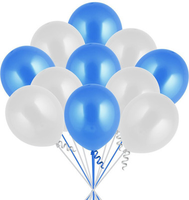 Tejal Trader Solid 100Pcs White, Blue Metallic Balloons For Ballons For Decorating Balloon(Blue, Silver, Pack of 100)