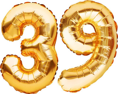 Tejal Trader Solid Birthday Numbers Solid Golden '39' Numerical Foil Balloon for Celebration Balloon(Gold, Pack of 2)