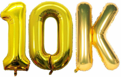Kapoor stores Solid Number Foil Balloons for Numeric Milestone Parties Balloon(Gold, Pack of 3)