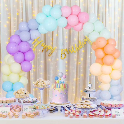 homelywhimsy Multi color Pastel Net Birthday Decoration Kit with White Net and Led Light(Set of 58)