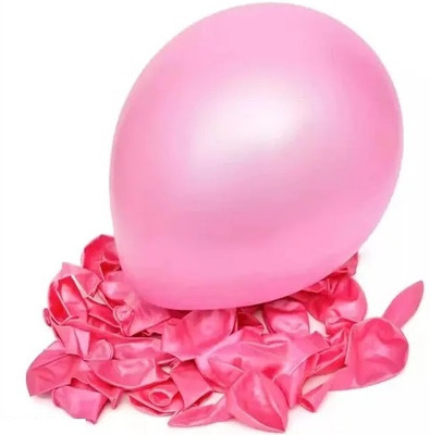 PARTY GLITERS Solid Latex Metallic Balloons (Pack of 50) PINK Balloon(Pink, Pack of 50)