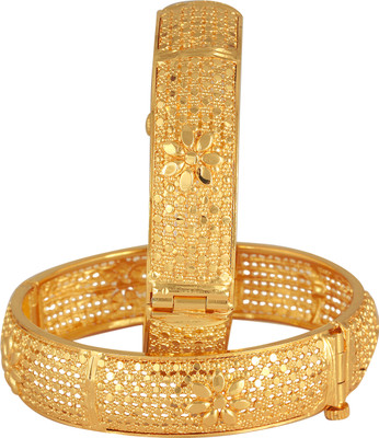 VIGHNAHARTA Brass Gold-plated Bangle Set(Pack of 2)