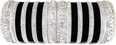 Valya Metal, Plastic Zircon Silver Bangle Set(Pack of 36)