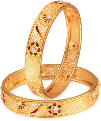 VIGHNAHARTA Brass Gold-plated Bangle Set(Pack of 2)