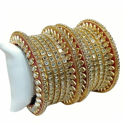 ADAM FIRST Glass Diamond Gold-plated Bangle Set(Pack of 12)
