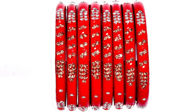 OJHA Glass Pearl Bangle Set(Pack of 8)