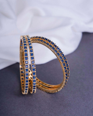 Opal Touch Brass Cubic Zirconia Gold-plated Bangle Set(Pack of 4)