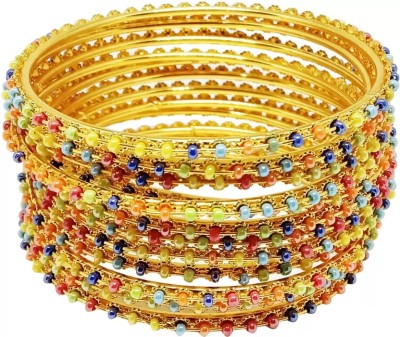 Terraband Alloy Pearl Bangle Set(Pack of 12)