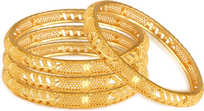 VIGHNAHARTA Brass Gold-plated Bangle Set(Pack of 4)