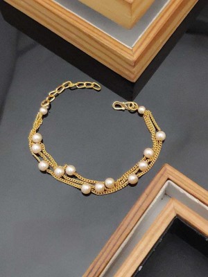 BMIFASHIONS Brass Pearl Gold-plated Bracelet
