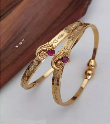 SUBH IMPEX Brass, Copper Cubic Zirconia Gold-plated Bangle(Pack of 2)