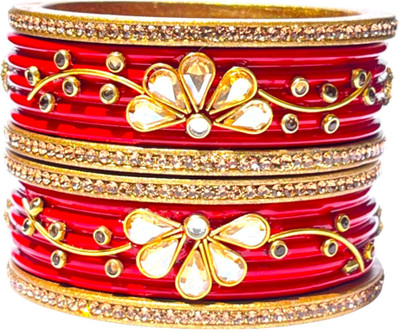 WELLVIEW Lac Beads, Emerald Enamel Bangle Set(Pack of 6)
