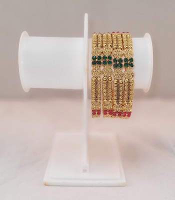 KRIVA Alloy Beads Gold-plated Bangle Set(Pack of 4)