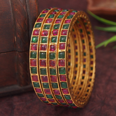 Jewwel Alloy Gold-plated Bangle(Pack of 4)