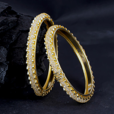 Shostopper by Sukkhi Brass Cubic Zirconia Gold-plated Bangle Set(Pack of 2)