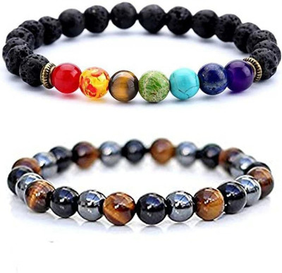 SUKHAD Stone Beads, Agate, Amber, Crystal, Turquoise, Quartz Bracelet(Pack of 2)
