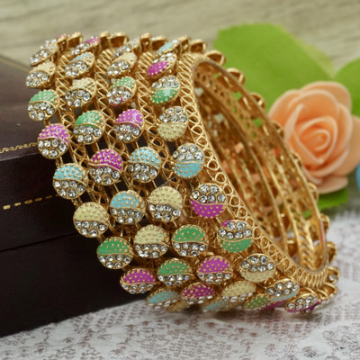 Panini Jewels Alloy Gold-plated Bangle Set(Pack of 4)