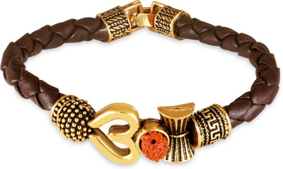 Spyroniix Reeal Treasuree Leather Gold-plated Kada