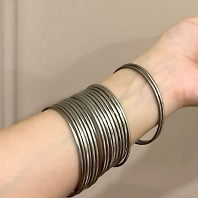 Balasundri Metal, Oxidised Silver Gold-plated Bangle Set(Pack of 36)