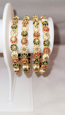 KRIVA Alloy Beads Gold-plated Bangle Set(Pack of 4)