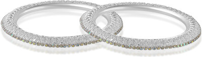 MissMister Brass Sterling Silver Bangle Set(Pack of 2)