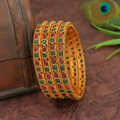 OrnaDzn Zevellery Alloy Gold-plated Bangle(Pack of 4)