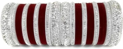 Mayra Creation Metal, Plastic Zircon Silver Bangle Set(Pack of 36)