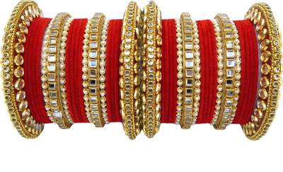 Valya Metal Beads Gold-plated Bangle Set(Pack of 10)