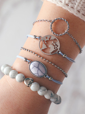 Scintillare by Sukkhi Alloy Silver Bracelet(Pack of 5)