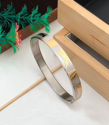 GKKAKADIYA Stainless Steel Silver, Gold-plated Kada