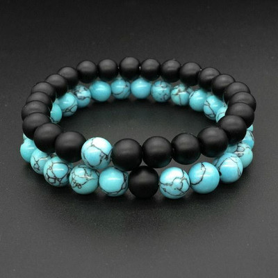 SUKHAD Stone Beads, Agate, Turquoise Bracelet(Pack of 2)