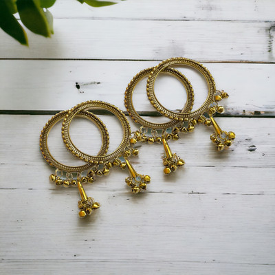 AARISAI Alloy Cubic Zirconia Gold-plated Bangle Set(Pack of 4)