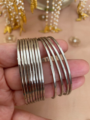 NAVMAV Metal, Oxidised Silver Bangle Set(Pack of 24)