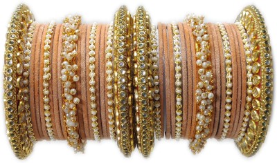 Ammoli Metal Pearl Gold-plated Bangle Set(Pack of 10)