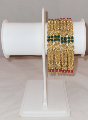 KRIVA Alloy Beads Gold-plated Bangle Set(Pack of 4)