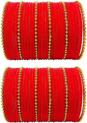 DURGANSH Metal, Fabric Gold-plated Bangle Set(Pack of 10)