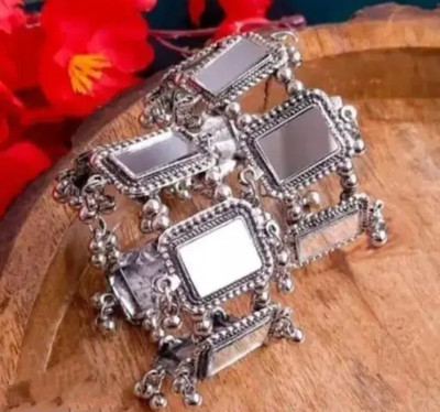 PRASUB Alloy Beads Silver Coated Bangle(Pack of 2)