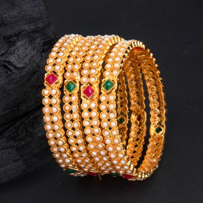 Sukkhi Alloy Pearl Gold-plated Bangle Set(Pack of 4)