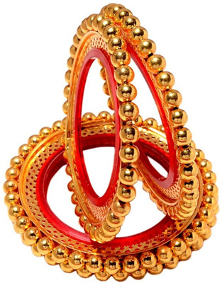 Jewar Mandi Brass Gold-plated Bangle Set(Pack of 4)