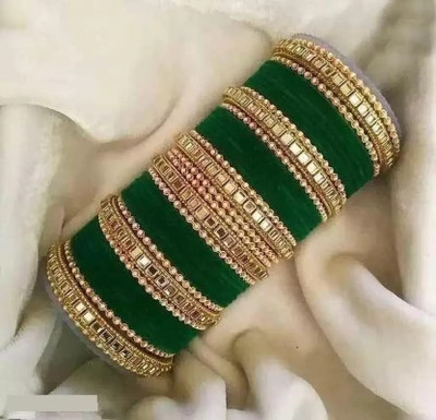 Mayra Creation Metal Zircon Gold-plated Bangle Set(Pack of 2)