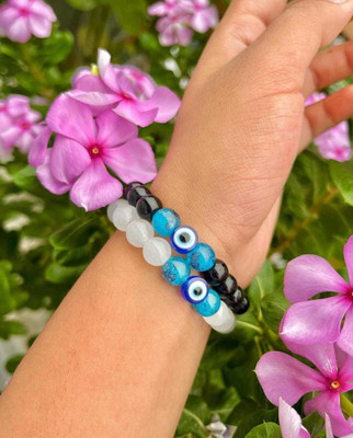Janki. Glass Crystal Silver Coated Bracelet(Pack of 2)