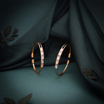 Alasca Brass Diamond Gold-plated Bangle Set(Pack of 2)