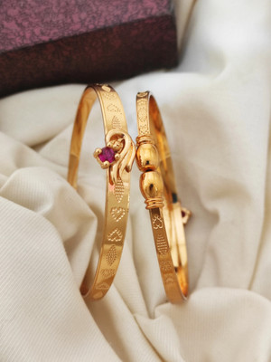 HouseOfCommon Brass, Copper Gold-plated Bangle Set(Pack of 2)