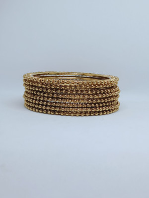 NAVMAV Metal Beads Gold-plated Bangle Set(Pack of 8)