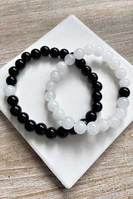 Agatesvibe Stone Beads, Agate, Amber, Crystal, Turquoise, Quartz Bracelet(Pack of 2)