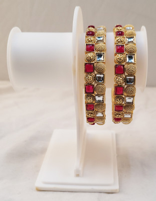 KRIVA Alloy Beads Gold-plated Bangle Set(Pack of 2)